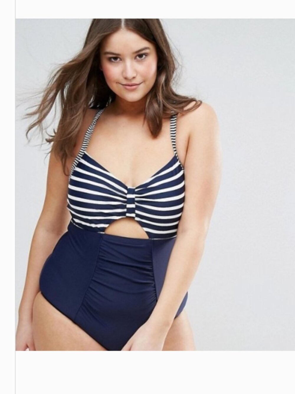 COSTA DEL SOL Navy Stripe One Piece Swim Suit Size 1X